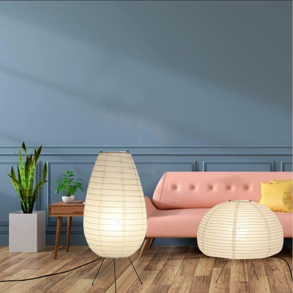 Bodenlampe Reispapier Weiß Japanischer Stil Warmes Licht