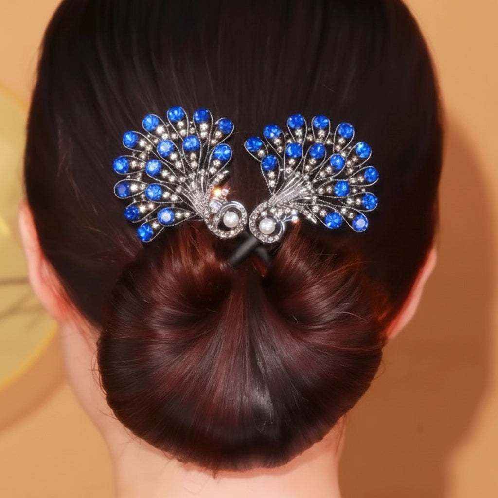 Mollette Capelli Metallo Design Pavone Stile Vintage