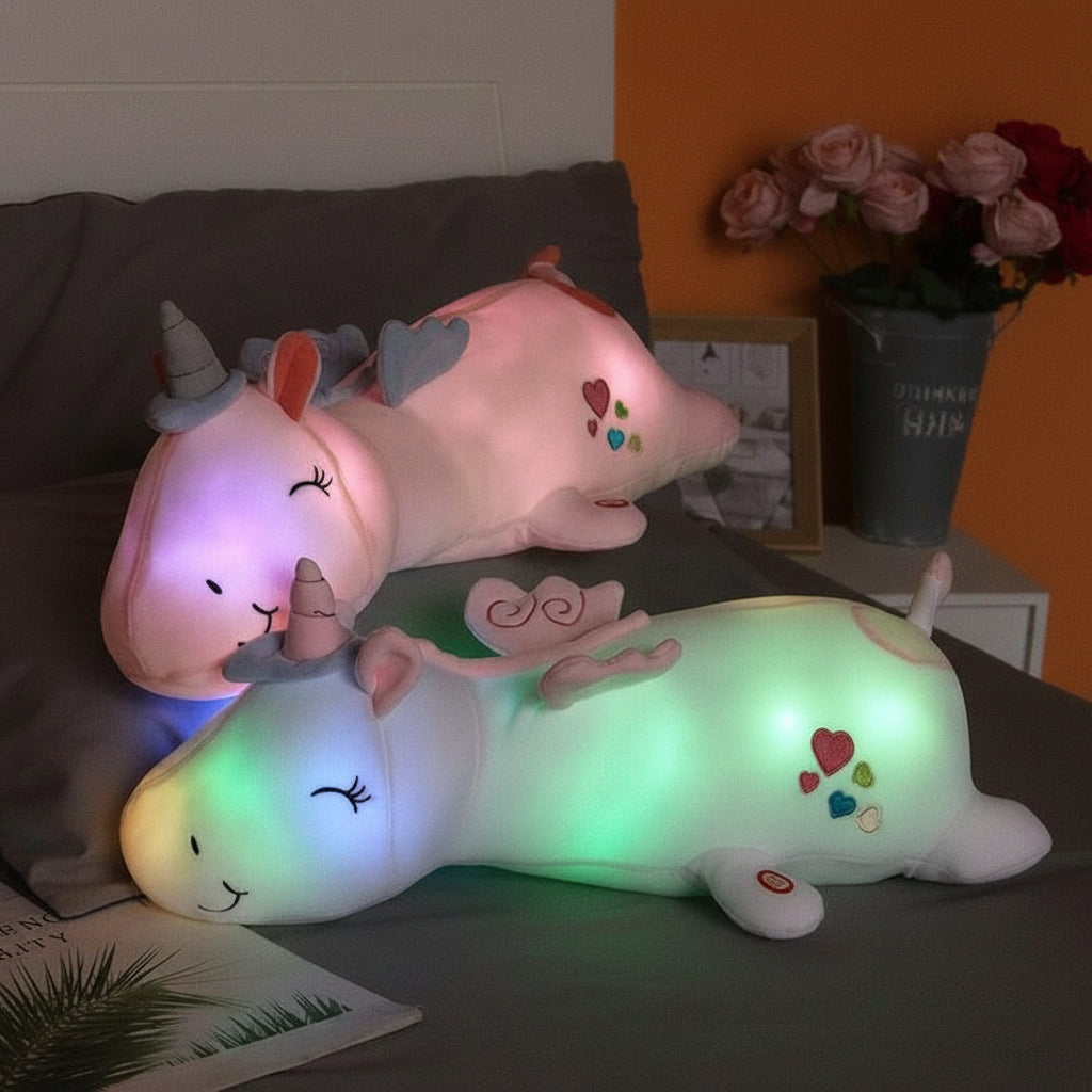 Luminous Unicorn Plush Toy – Soft Stuffed Animal with Rainbow LED Night Light for Kids - Image 2