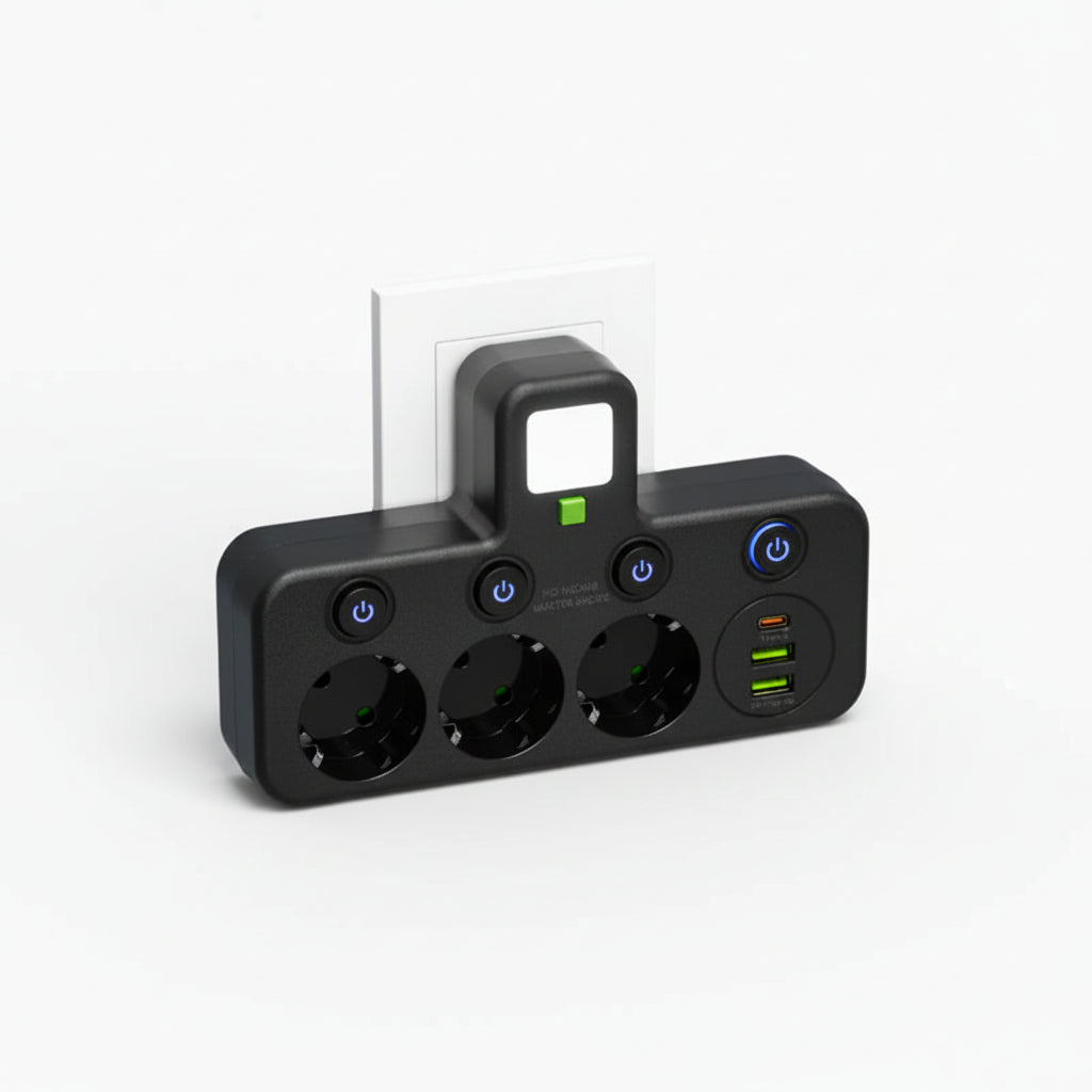 Mehrfachsteckdose VOLTRIQ ProLine | 3–4 Steckplätze + 2× USB & 1× Typ-C | 2500 W | Überspannungsschutz & Kontrollschalter - Image 6