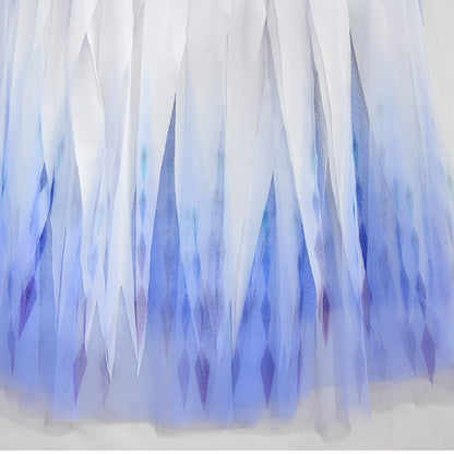 Vestido de princesa para niña azul y blanco disfraz