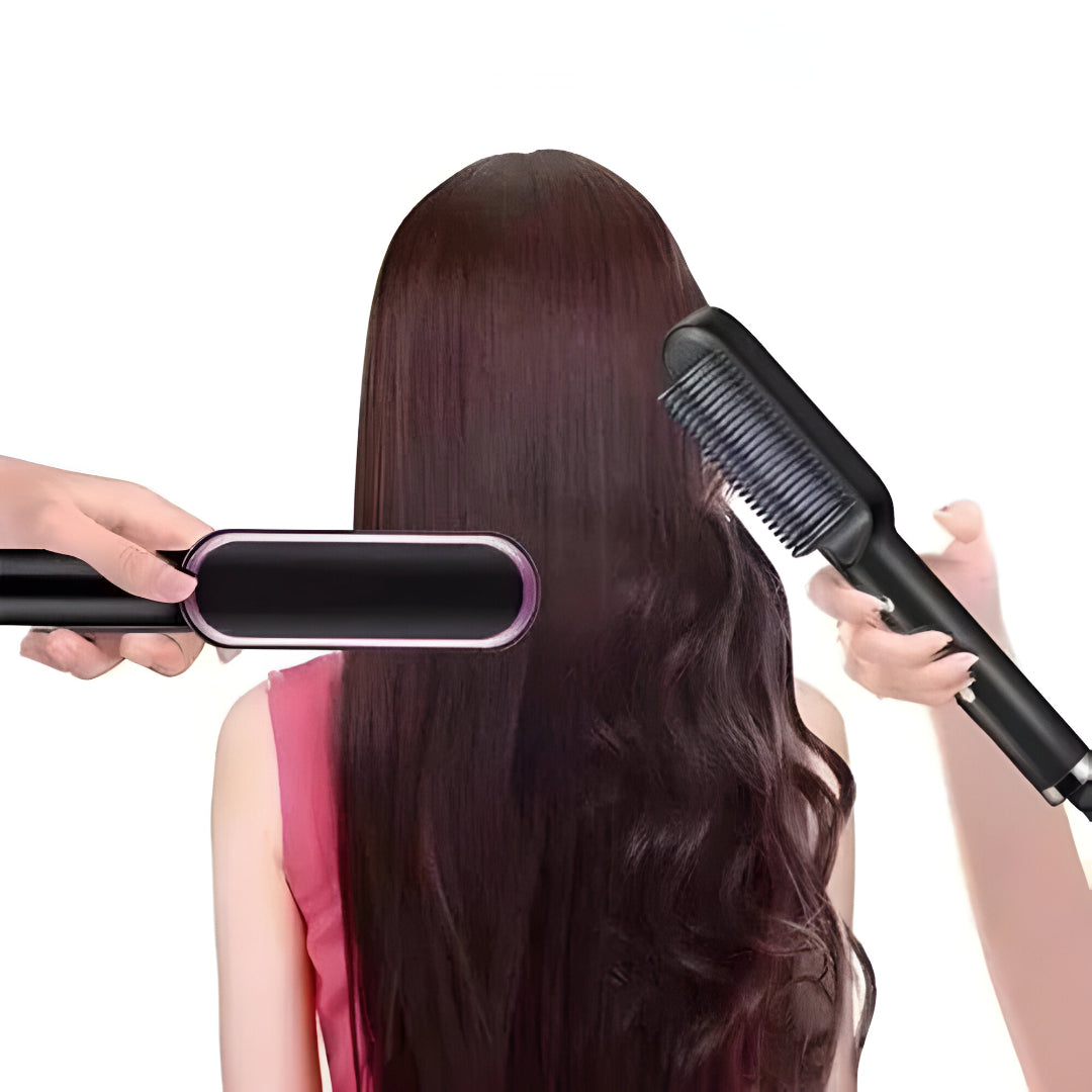 Haarglätter Bürste Schwarz Ionen Styling