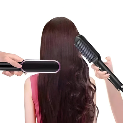 Haarglätter Bürste Schwarz Ionen Styling
