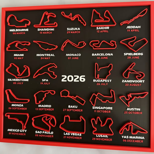 3D Printed Racing Calendar 2026 – F1 Track Wall Art with All Circuits and Display Stand - Image 2