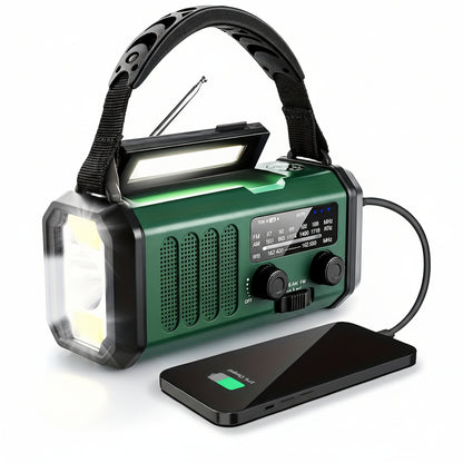 Radio de emergencia linterna cargador manivela solar
