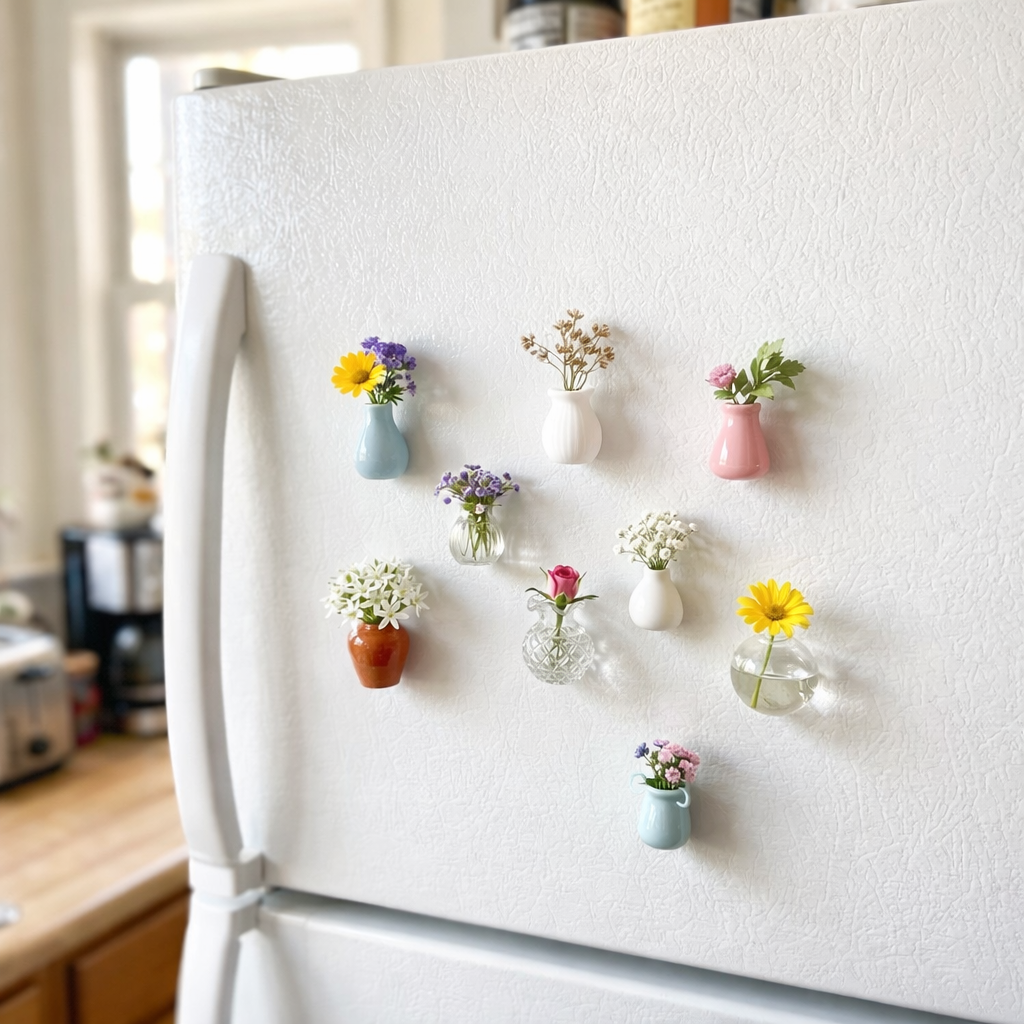 Minimagnet Vase pour réfrigérateur Design fleurs Verre Décoration