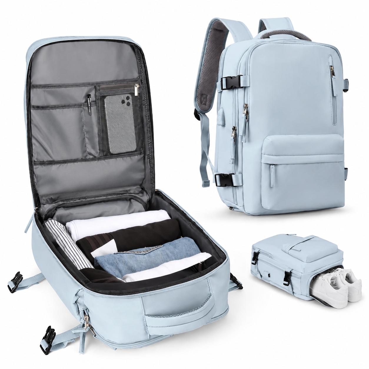 Reiserucksack Reise Rucksack Handgepäck Rucksack Mit Schuhfach - Image 3