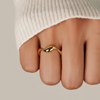 Minimalistische Ring - Oceaan Inspiratie - 18K Verguld, Sterling Zilver, Verstelbare Ringmaat - Perfect voor Elke Gelegenheid - Image 2
