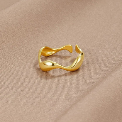 Minimalistische Ring - Oceaan Inspiratie - 18K Verguld, Sterling Zilver, Verstelbare Ringmaat - Perfect voor Elke Gelegenheid