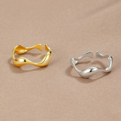 Minimalistische Ring - Oceaan Inspiratie - 18K Verguld, Sterling Zilver, Verstelbare Ringmaat - Perfect voor Elke Gelegenheid - Image 5