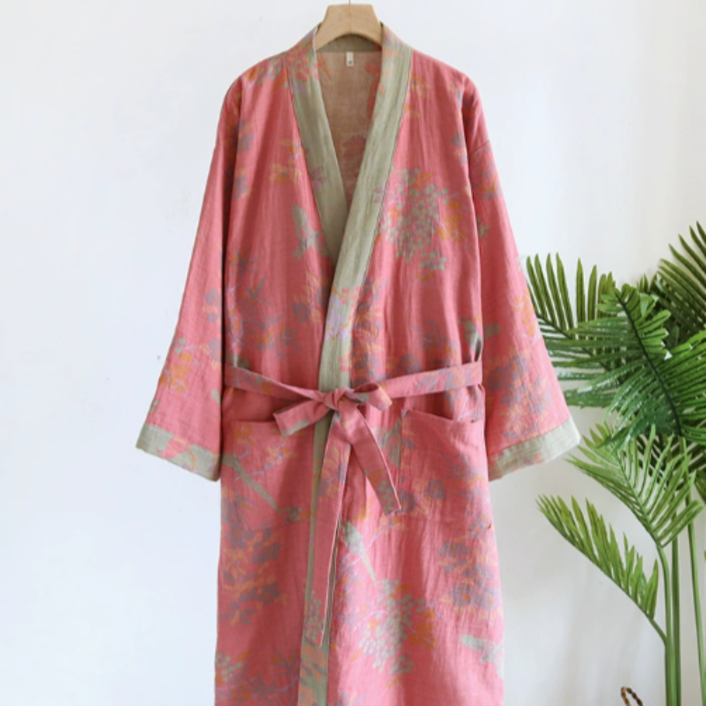 Breathable Cotton Waffle Bathrobe – Timeless Retro Charm & Everyday Comfort - Image 2