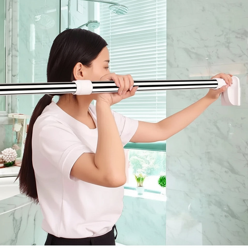 Barre de douche acier inoxydable réglable rideau de douche salle de bain