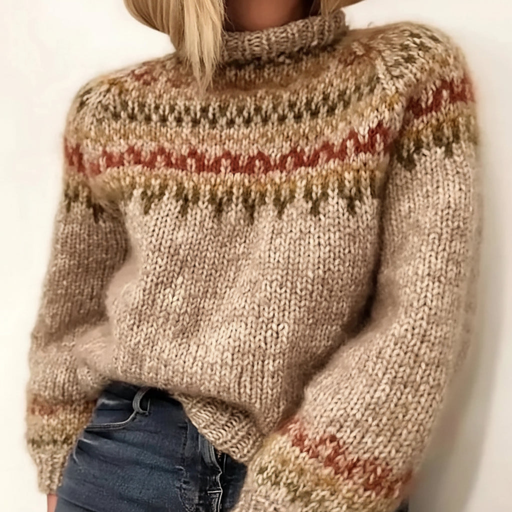 Rollkragen Strickpullover Norwegisches Muster - Image 1