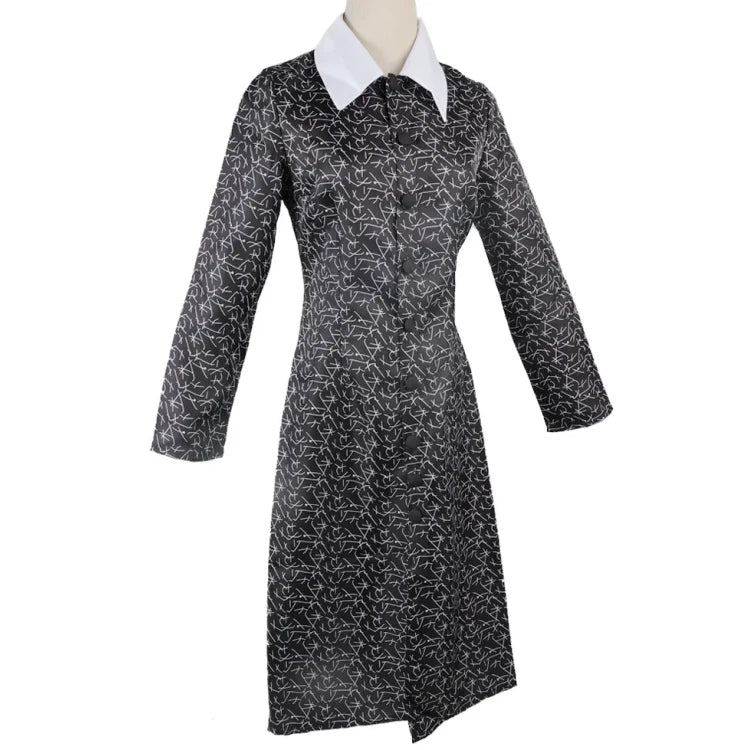 Schwarzes Kleid Kleid Für Frauen Kragen Und Lange ärmel - Image 3