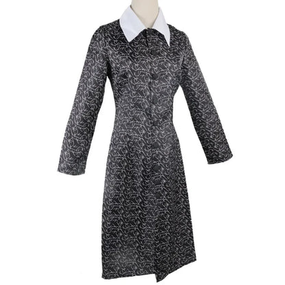 Schwarzes Kleid Kleid Für Frauen Kragen Und Lange ärmel - Image 3
