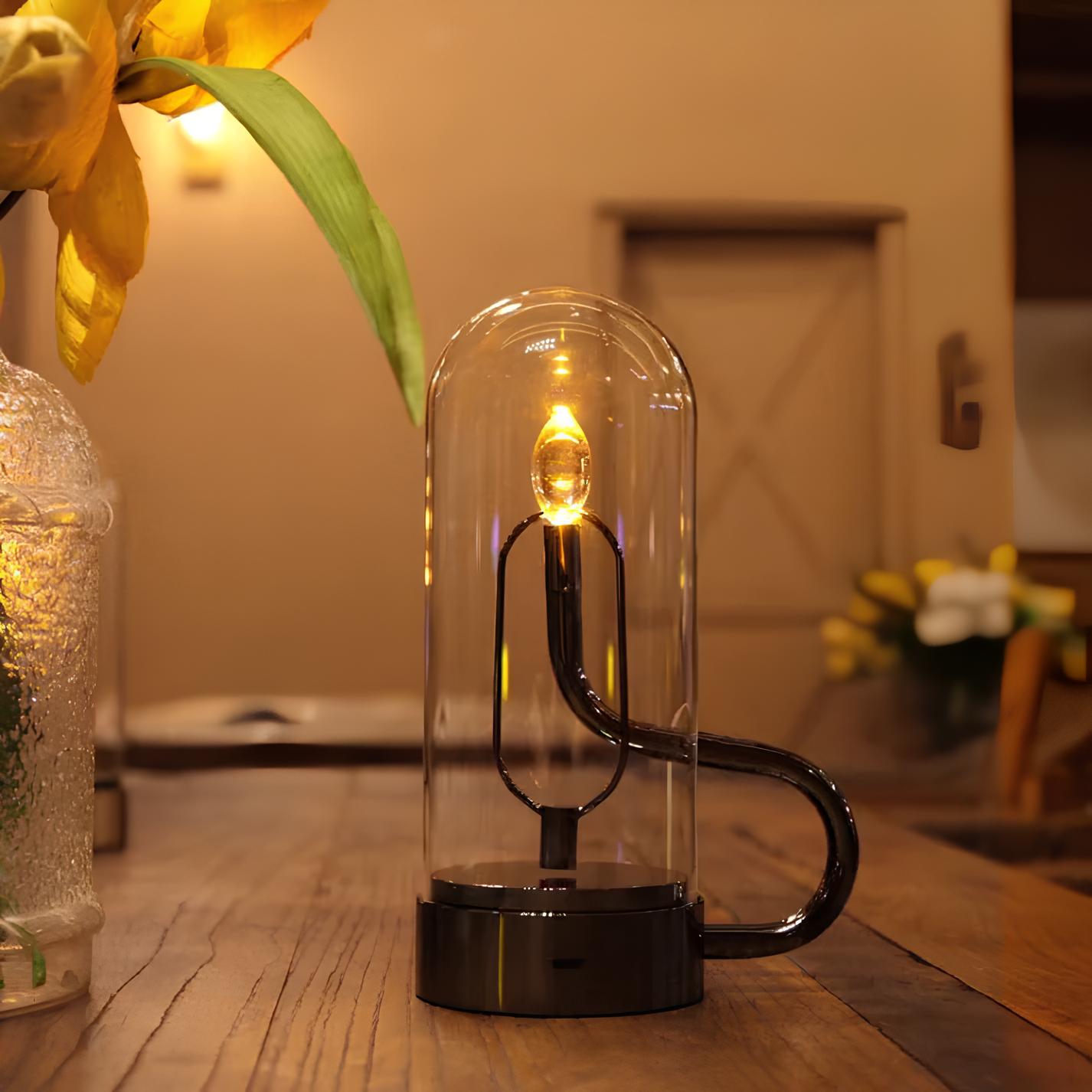 Glas LED Tischlampe mit Magnet Pendellicht