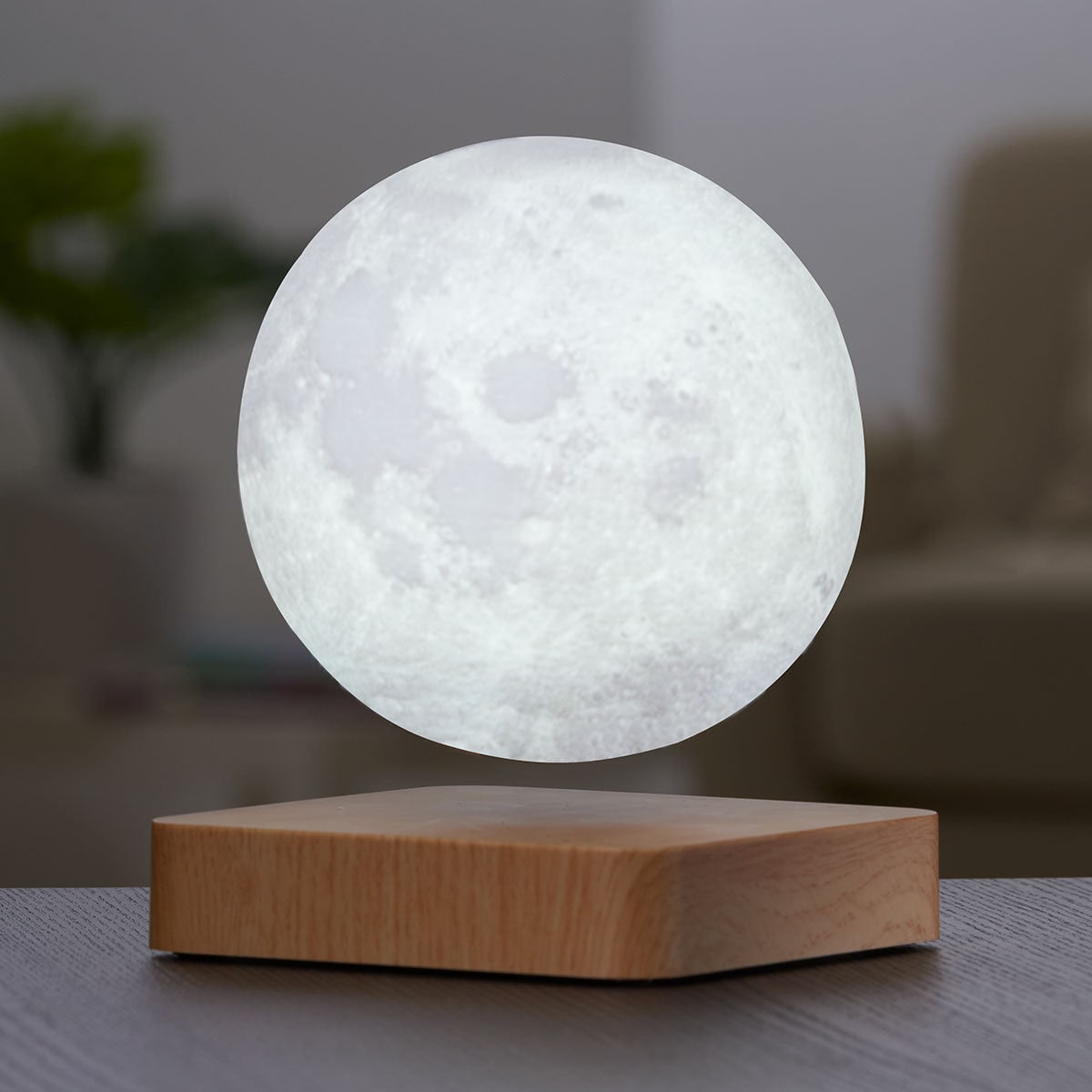 Schwebende Mondlampe Mit Holzsockel 3D Mondlampe Licht - Image 1