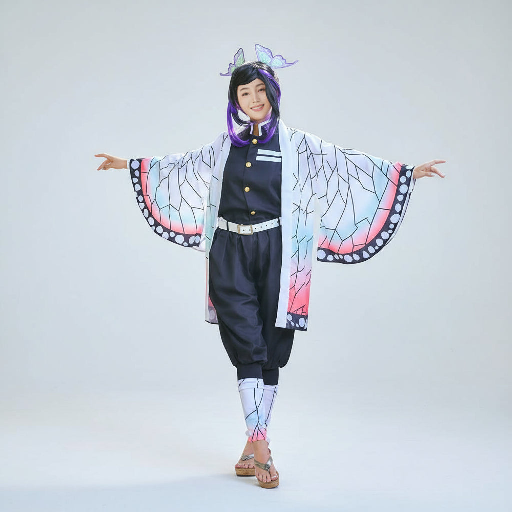 Kids' Butterfly Anime Kimono Cape Set Halloween Cosplay