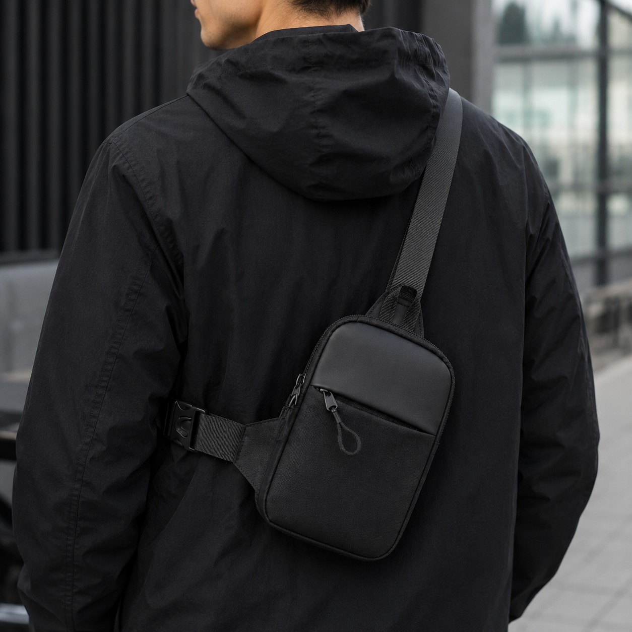 Sling Bag Anti-diebstahl Tasche Reise Schwarz - Image 1