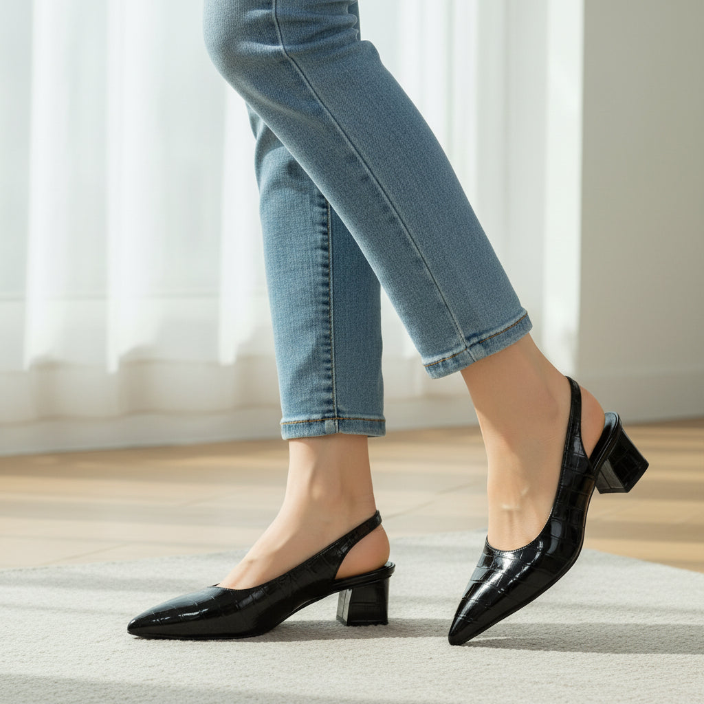 Slingback Pumps Damen Blockabsatz Modisches Design - Image 2
