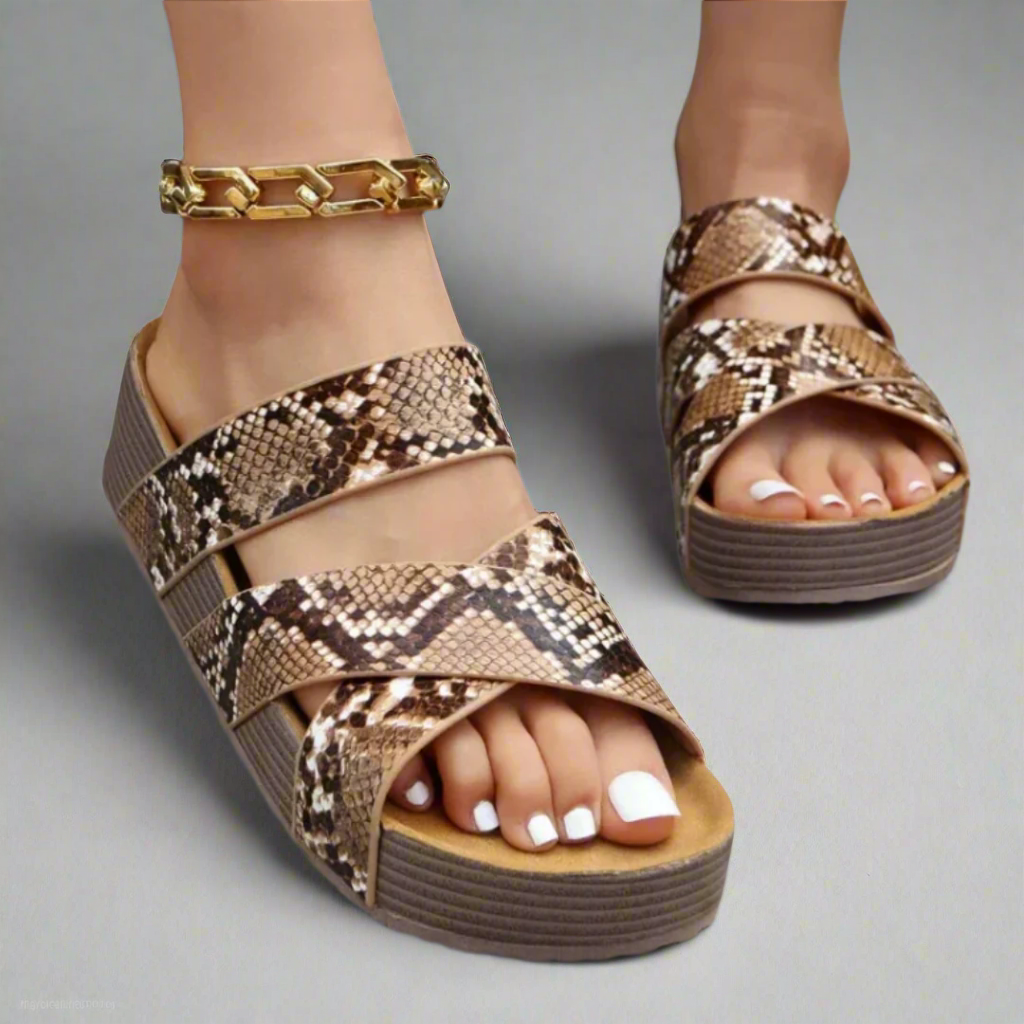 Sandali Donna Con Zeppa E Cinturini Intrecciati Casual
