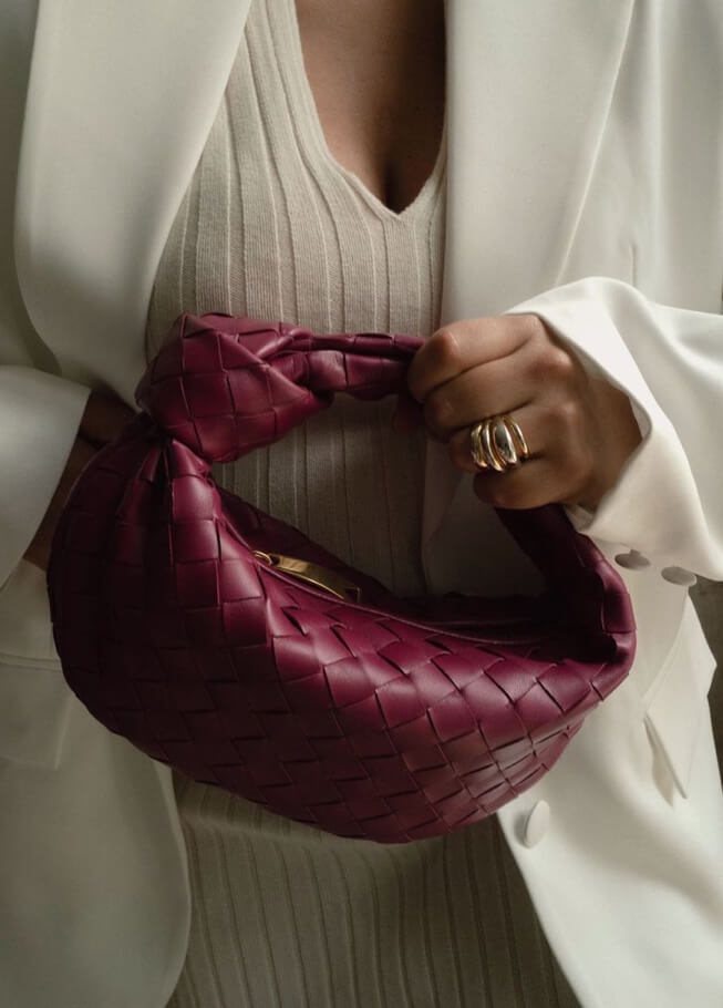 Handtasche Damen Geflochten Veganleder Schwarz