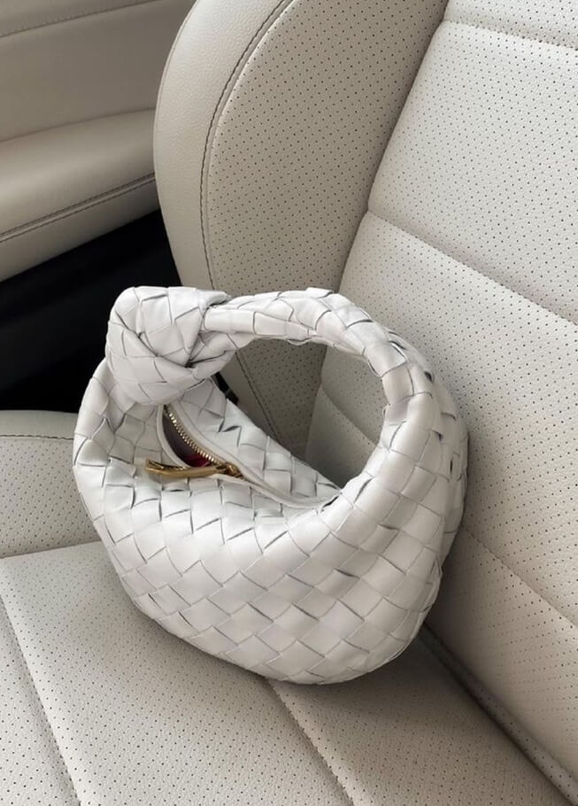 Handtasche Damen Geflochten Veganleder Schwarz