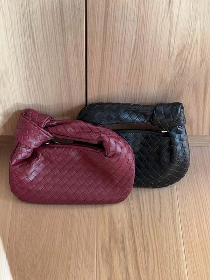 Handtasche Damen Geflochten Veganleder Schwarz
