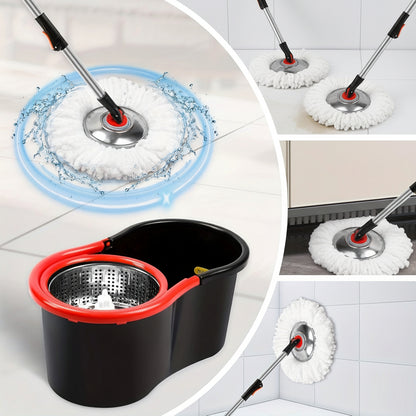 Spin Mop Microfiber Cloth Set Floor Cleaner 360 Degree