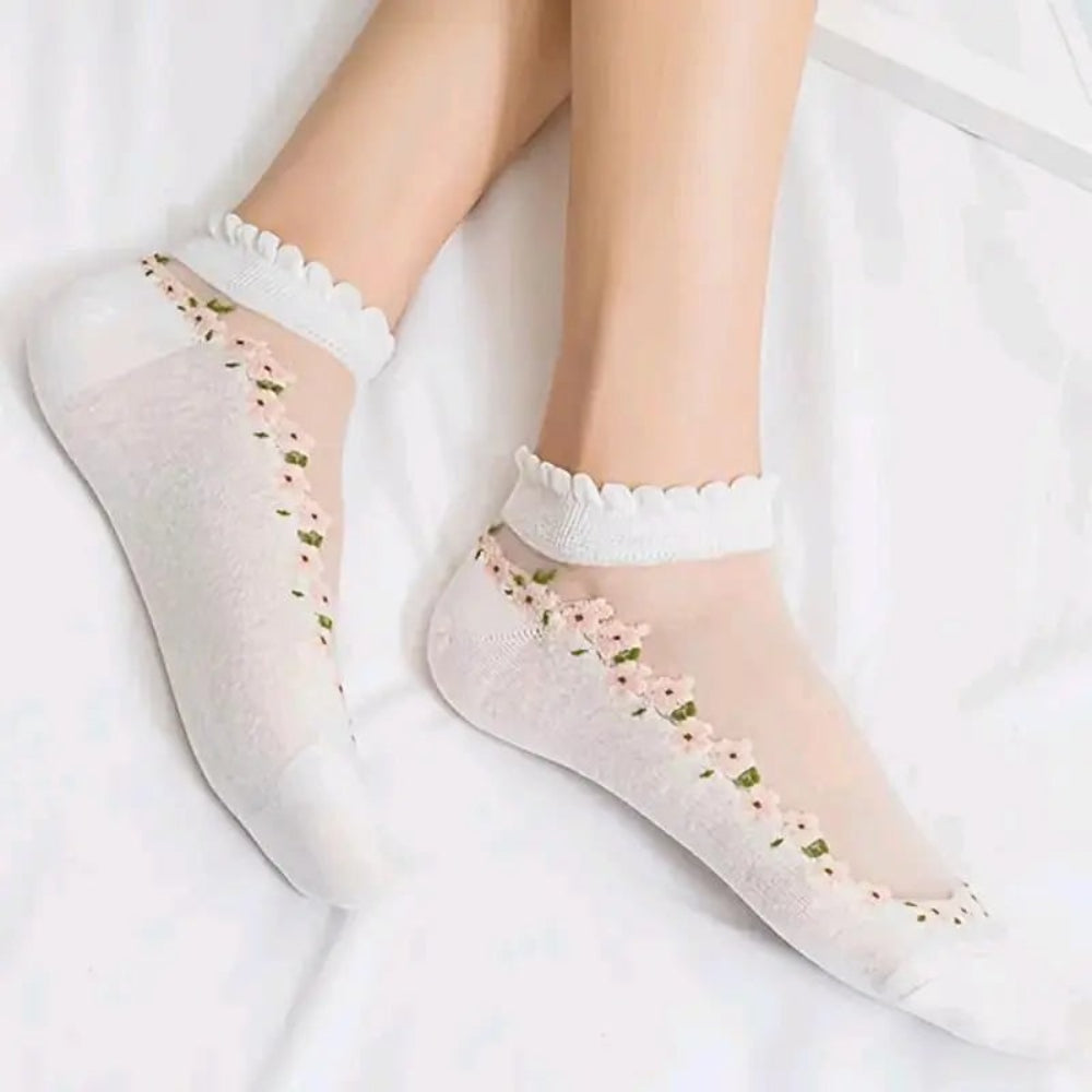 Spitzensöckchen Lace Socken Blumenmuster - Image 13