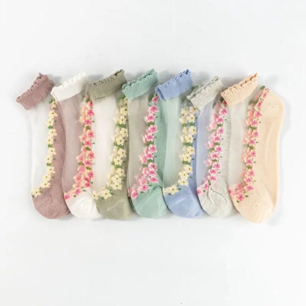 Spitzensöckchen Lace Socken Blumenmuster - Image 5