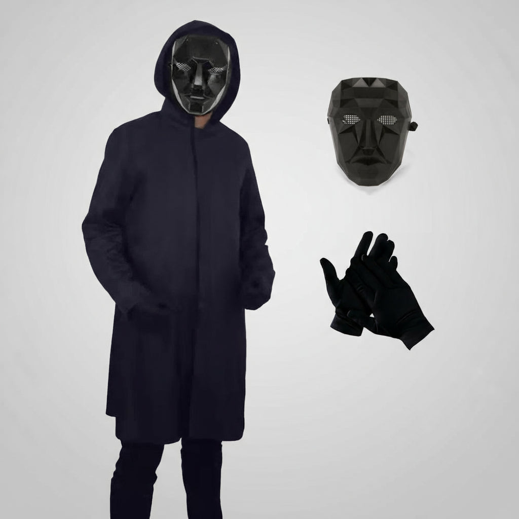 Schwarzes Kapuzen Kostüm Unisex Outfit