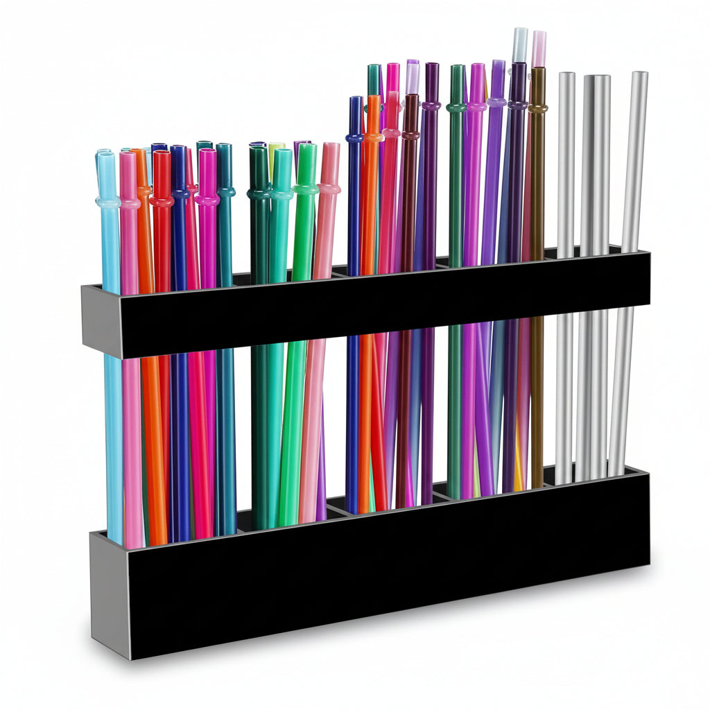 Porte-paille acrylique support moderne rangement pailles