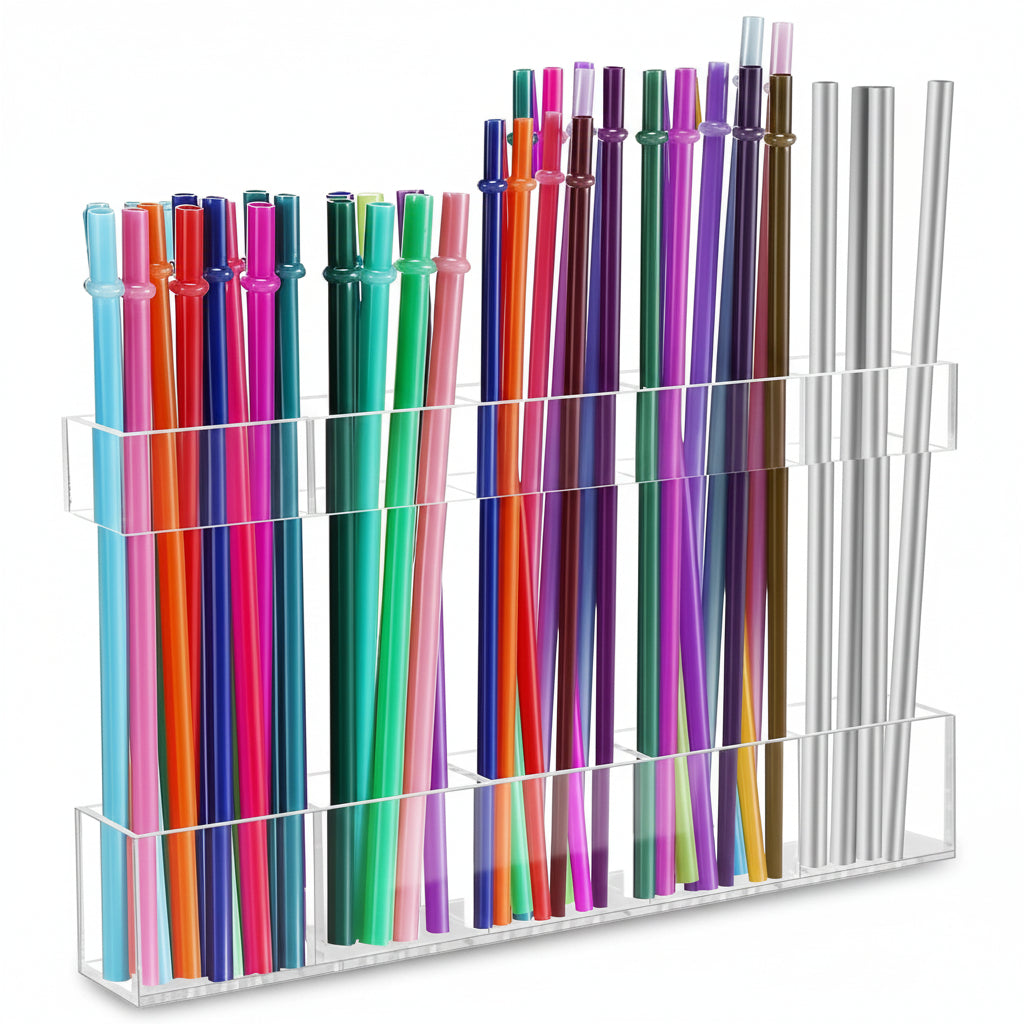 Porte-paille acrylique support moderne rangement pailles