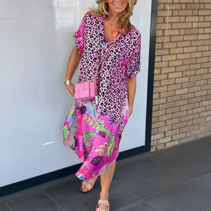 Abito Estate Donna Leggero Stampa Leopardo Elegante