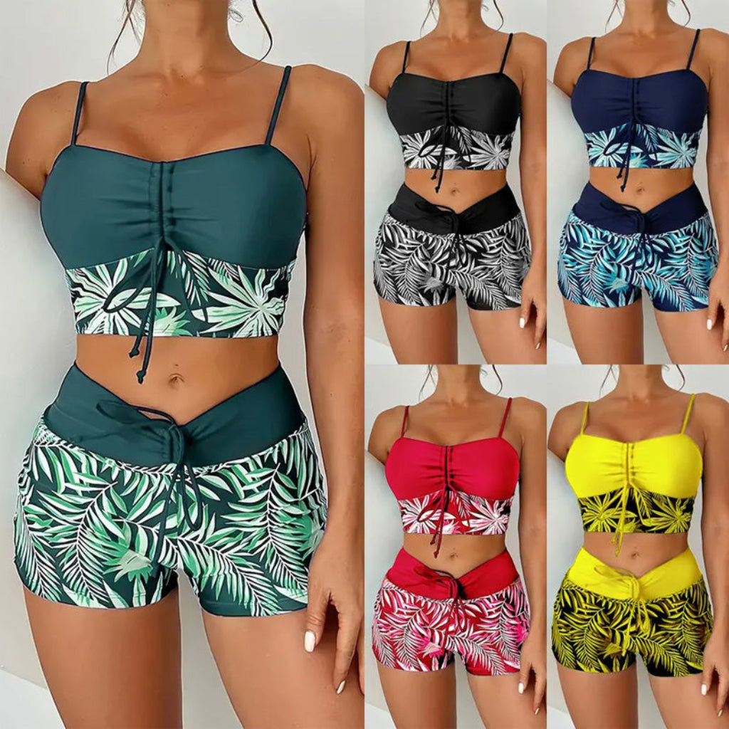 Badeanzug Damen Zweiteiler Print Bikini Satz Schwimmen