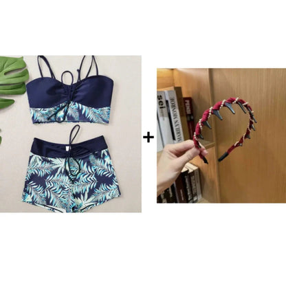 Badeanzug Damen Zweiteiler Print Bikini Satz Schwimmen