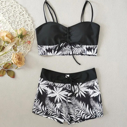 Badeanzug Damen Zweiteiler Print Bikini Satz Schwimmen