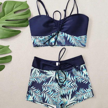 Badeanzug Damen Zweiteiler Print Bikini Satz Schwimmen