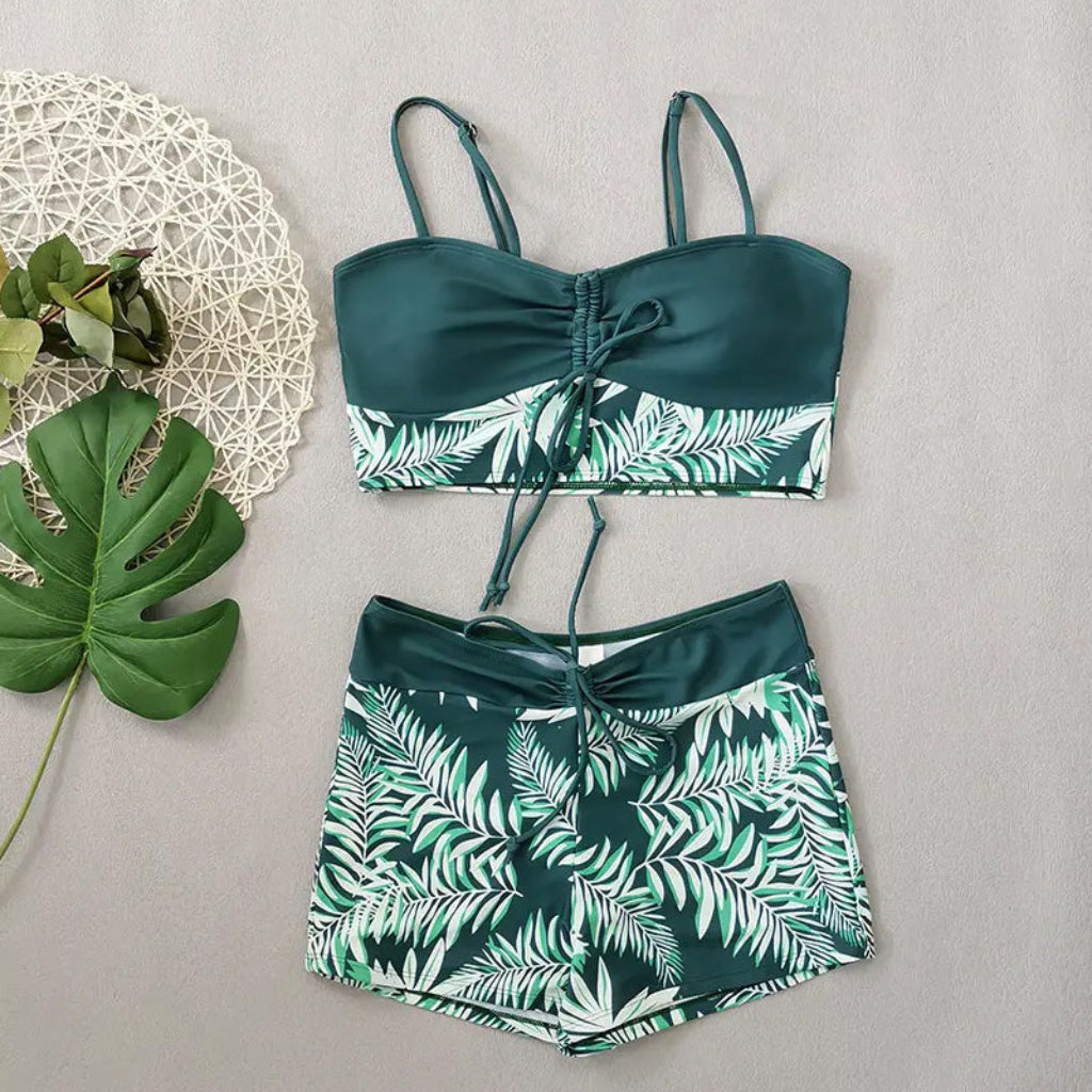 Badeanzug Damen Zweiteiler Print Bikini Satz Schwimmen