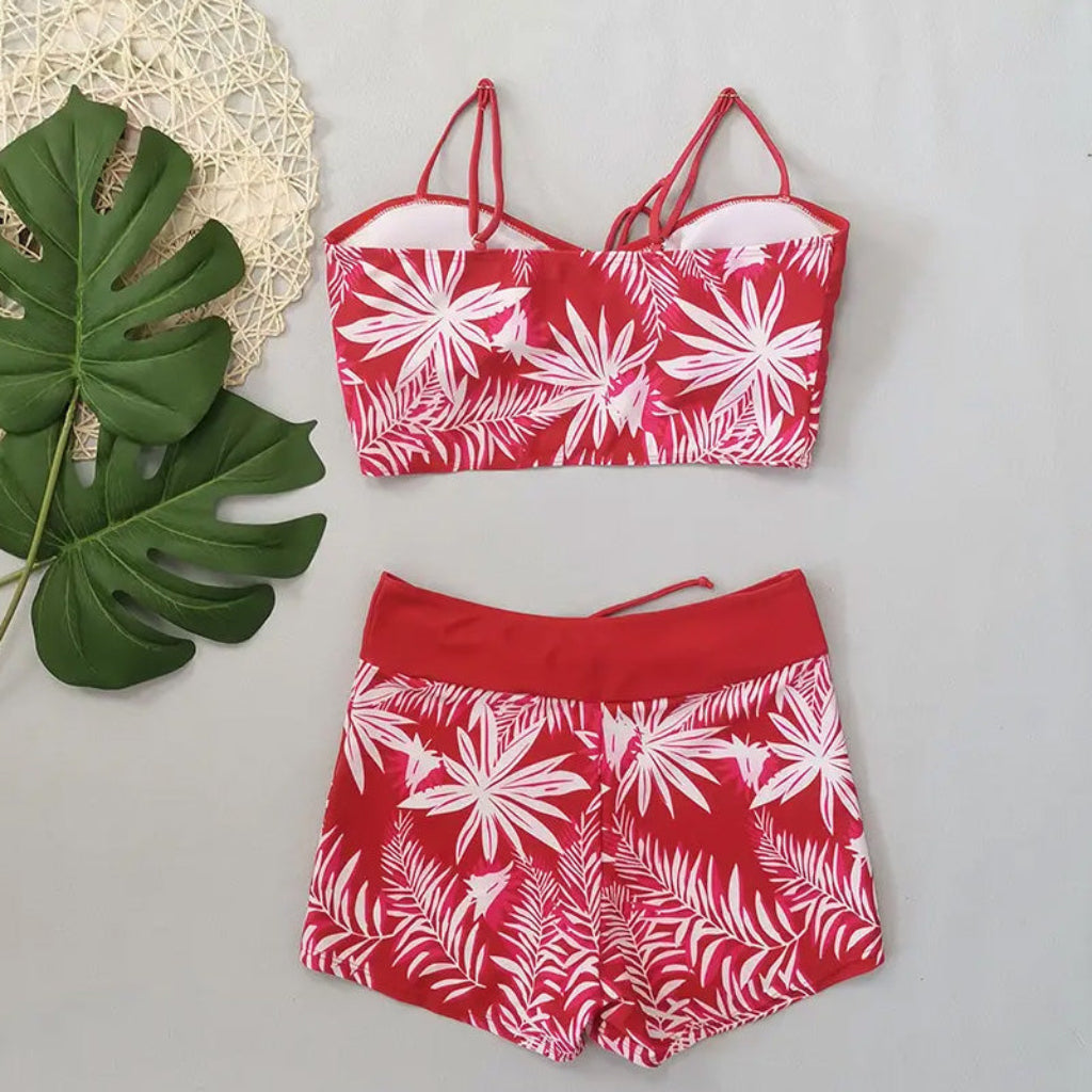 Badeanzug Damen Zweiteiler Print Bikini Satz Schwimmen
