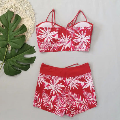 Badeanzug Damen Zweiteiler Print Bikini Satz Schwimmen