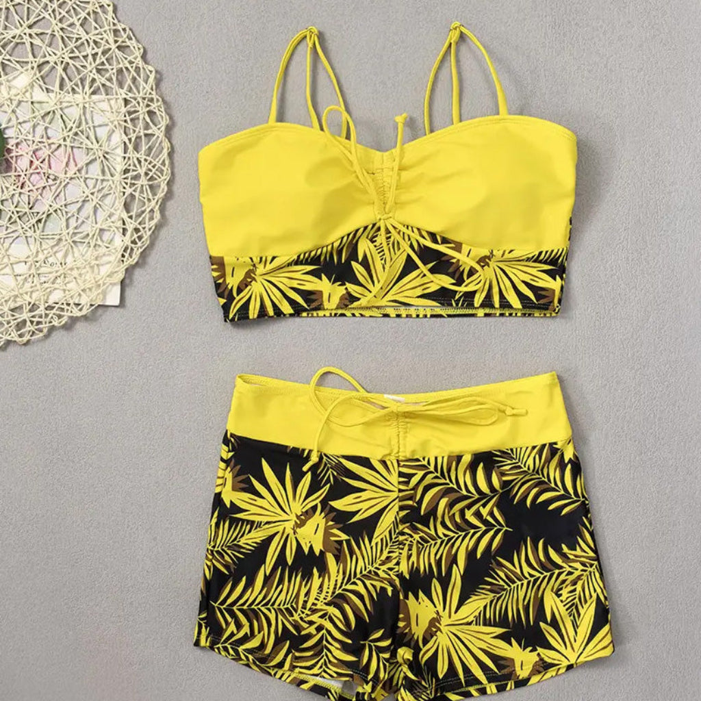 Badeanzug Damen Zweiteiler Print Bikini Satz Schwimmen