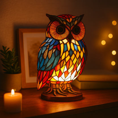 Table Lamp Stained Glass Animal Vintage Style Night Light
