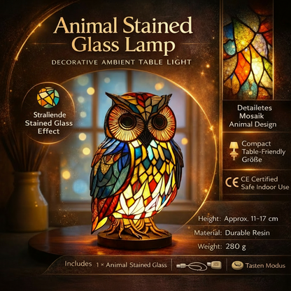 Table Lamp Stained Glass Animal Vintage Style Night Light