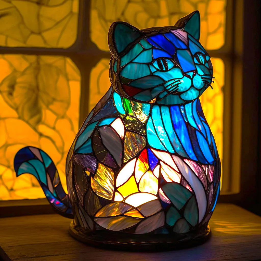 Table Lamp Stained Glass Animal Vintage Style Night Light
