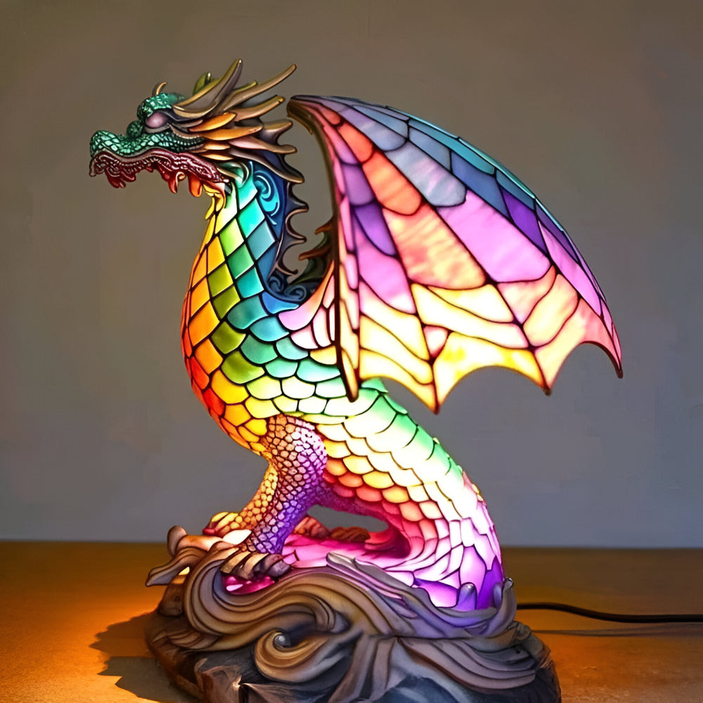 Table Lamp Stained Glass Animal Vintage Style Night Light