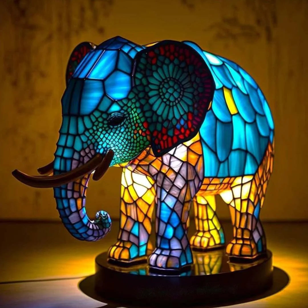 Table Lamp Stained Glass Animal Vintage Style Night Light