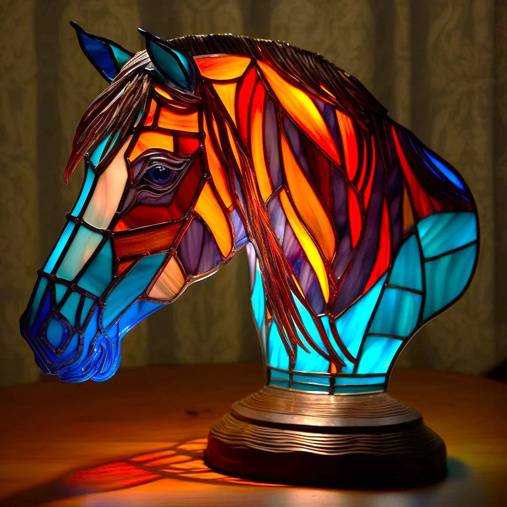 Table Lamp Stained Glass Animal Vintage Style Night Light