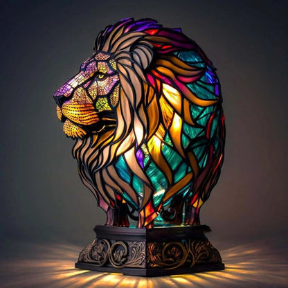 Table Lamp Stained Glass Animal Vintage Style Night Light